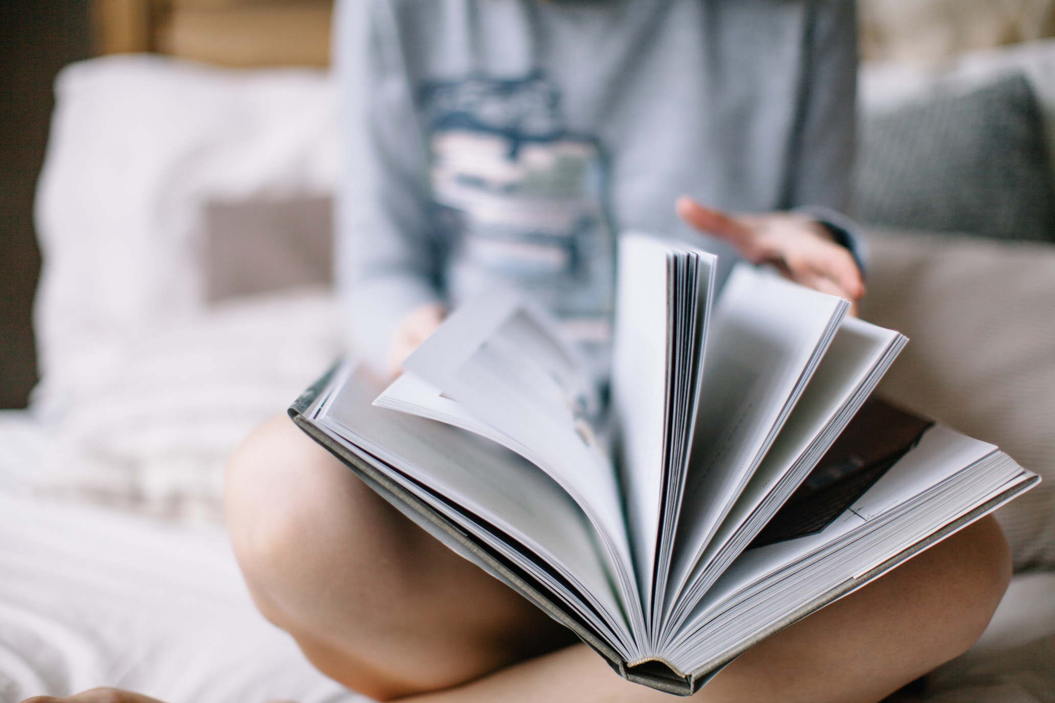 Reading a book in bed