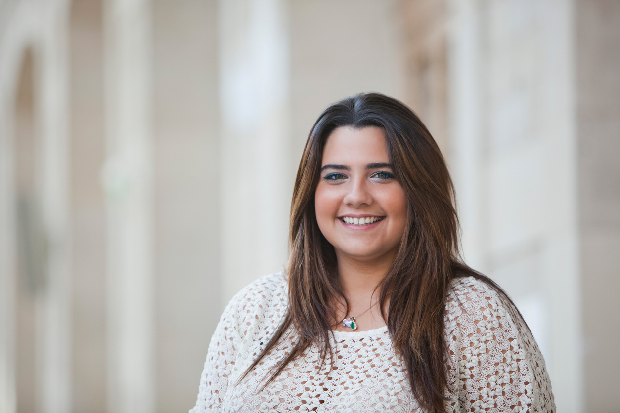 Smiling woman body positive